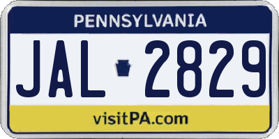 PA license plate JAL2829