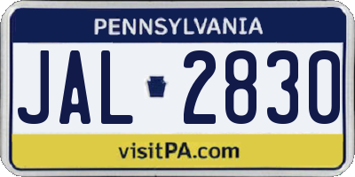 PA license plate JAL2830