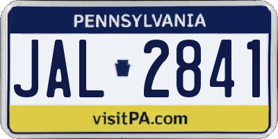 PA license plate JAL2841