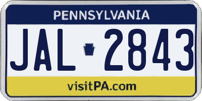 PA license plate JAL2843