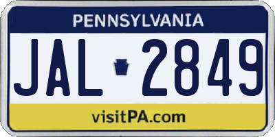 PA license plate JAL2849