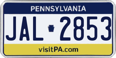 PA license plate JAL2853