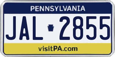 PA license plate JAL2855