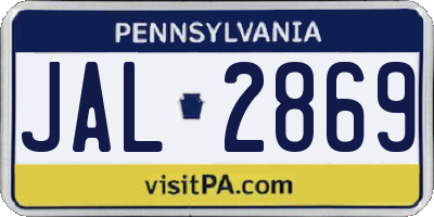 PA license plate JAL2869