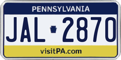 PA license plate JAL2870