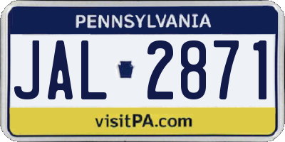 PA license plate JAL2871