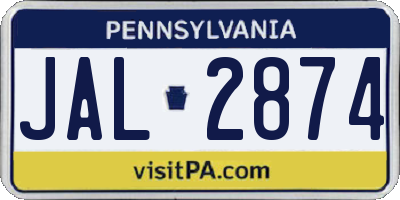 PA license plate JAL2874