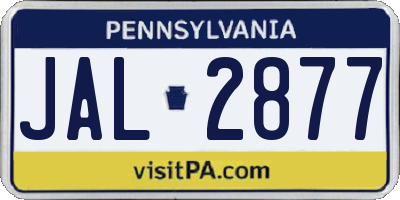 PA license plate JAL2877