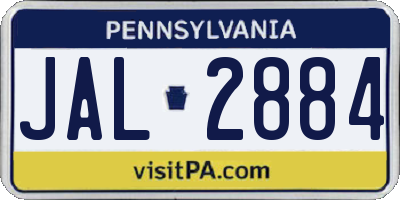 PA license plate JAL2884