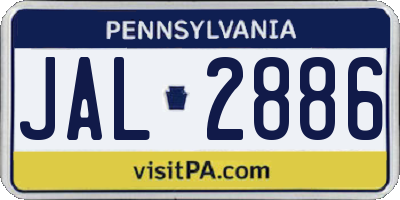 PA license plate JAL2886