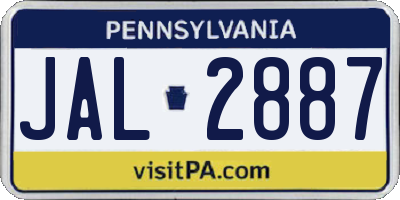 PA license plate JAL2887