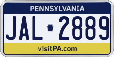 PA license plate JAL2889