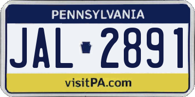 PA license plate JAL2891