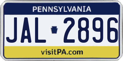 PA license plate JAL2896