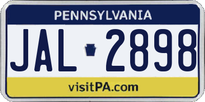 PA license plate JAL2898