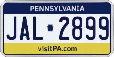 PA license plate JAL2899