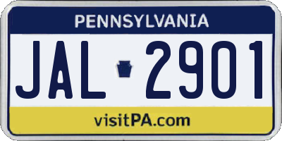 PA license plate JAL2901