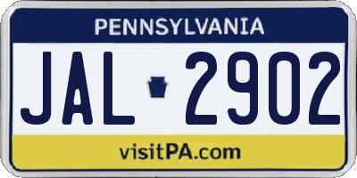 PA license plate JAL2902