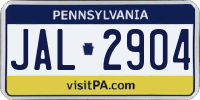 PA license plate JAL2904