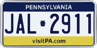 PA license plate JAL2911