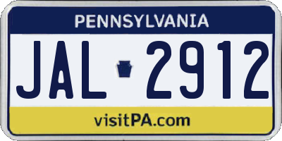 PA license plate JAL2912