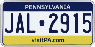 PA license plate JAL2915