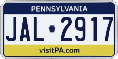 PA license plate JAL2917