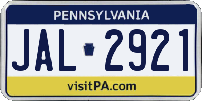 PA license plate JAL2921