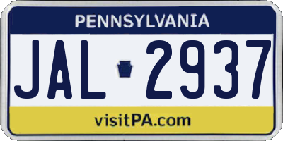 PA license plate JAL2937