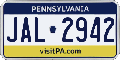 PA license plate JAL2942