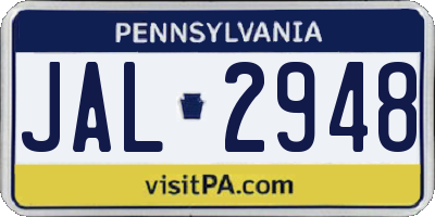PA license plate JAL2948