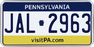 PA license plate JAL2963