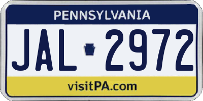 PA license plate JAL2972