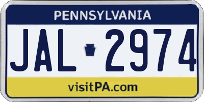 PA license plate JAL2974