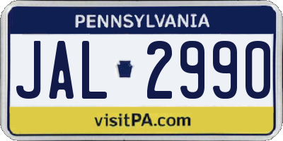 PA license plate JAL2990