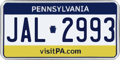 PA license plate JAL2993