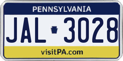 PA license plate JAL3028