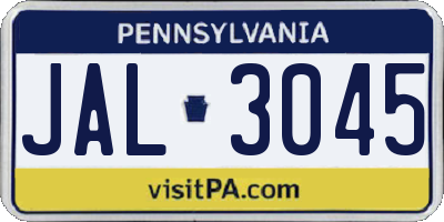 PA license plate JAL3045