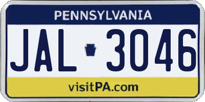 PA license plate JAL3046