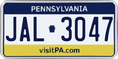 PA license plate JAL3047