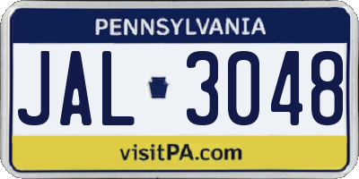 PA license plate JAL3048