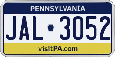 PA license plate JAL3052