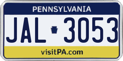 PA license plate JAL3053