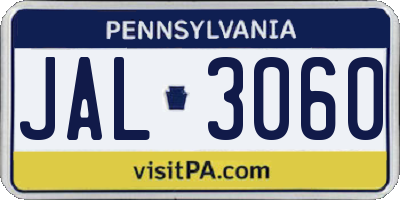 PA license plate JAL3060