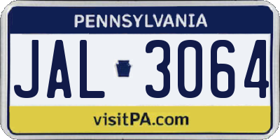 PA license plate JAL3064