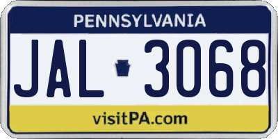 PA license plate JAL3068