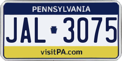 PA license plate JAL3075