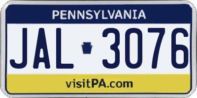 PA license plate JAL3076