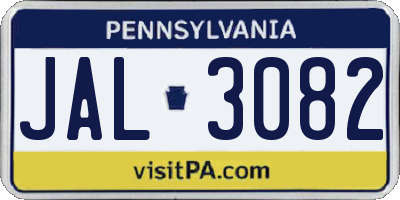 PA license plate JAL3082