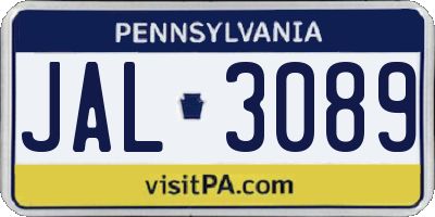 PA license plate JAL3089